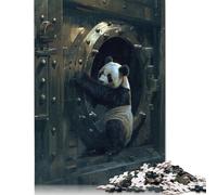 Rompecabezas de 500 Piezas para Adultos, diseño de Panda Criminal Rob Bank, de Madera, Familiares y Amigos, 52 x 38 cm.