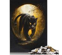 Rompecabezas de 500 Piezas para Adultos, diseño de Pantera Negra con Ojos Brillantes, de Madera, Ideal como Juego Educativo, 52 x 38 cm.