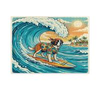 Rompecabezas de 500 piezas para adultos, diseño de perro de San Bernardo de playa, rompecabezas de madera costero, decoración impresa de olas frescas para entretenimiento creativo