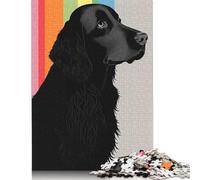 Rompecabezas de 500 Piezas para Adultos, diseño de Perro Perdiguero de Pelo Liso, de Madera, Adolescentes, Juego Familiar para Adultos y Adolescentes (52 x 38 cm).