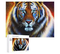 Rompecabezas de 500 piezas para adultos, diseño de retrato de tigre colorido, 1, rompecabezas familiar, difícil trato, regalo para toda la familia, 500 piezas