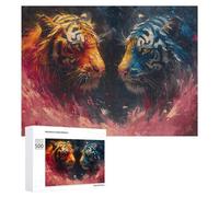 Rompecabezas de 500 piezas para adultos, diseño de tigre colorido para adultos, juegos de relajación para diversión familiar, ideal como regalo, 500 piezas