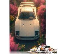 Rompecabezas de 500 Piezas para Adultos, diseño Floral de Ferrari F40, de Madera, para Adultos, Juego Educativo, desafío, Juguete, 500 Piezas (52 x 38 cm)