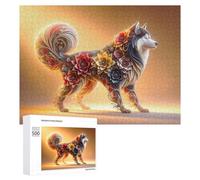 Rompecabezas de 500 piezas para adultos, diseño floral, fantasía, perro, arte familiar, difícil trato, regalo para toda la familia, 500 piezas