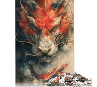 Rompecabezas de 500 Piezas para Adultos, Estilo Vintage japonés de dragón, Familiar (52 x 38 cm).