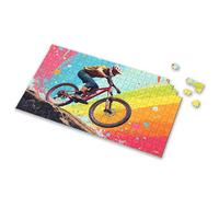 Rompecabezas de 500 piezas para adultos, jinete, se eleva sobre las rocas en bicicleta de montaña colorida, rompecabezas de aventura para niños pequeños de 2 a 4 años, rompecabezas de 1500 piezas (300