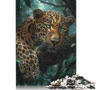 Rompecabezas de 500 Piezas para Adultos: Leopardo de la Selva Tropical, Rompecabezas de Madera, Juguete Educativo antiestrés, 52 x 38 cm.
