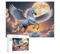 Rompecabezas de 500 piezas para adultos, Pegaso volando en el cielo iluminado por la luna, rompecabezas para adultos, juego de rompecabezas para mejorar la memoria, cumpleaños y regalos únicos, 500