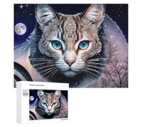 Rompecabezas de 500 piezas para adultos, retrato mágico de gato celestial, juego familiar, difícil trato, regalo para toda la familia, 500 piezas