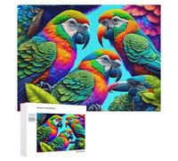 Rompecabezas de 500 piezas para adultos, rompecabezas coloridos de loros, pájaros, para adultos, decoración de pared, arte de pared, desafiante para completar 500 piezas