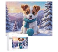 Rompecabezas de 500 piezas para adultos, rompecabezas de cachorro de invierno para adultos, juegos divertidos, Staycation, matar el tiempo, cumpleaños y regalos únicos, 500 piezas