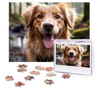 Rompecabezas de 500 piezas para adultos, rompecabezas de fotos personalizadas, divertidos rompecabezas Golden Retriever con bolsa de almacenamiento, rompecabezas desafiante para decoración del hogar