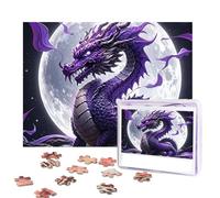 Rompecabezas de 500 piezas para adultos, rompecabezas de fotos personalizadas, dragón morado, luna con bolsa de almacenamiento, rompecabezas desafiante para decoración del hogar, boda familiar