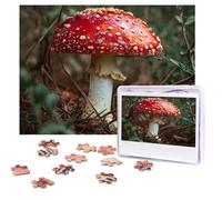 Rompecabezas de 500 piezas para adultos, rompecabezas de hongos rojos y blancos con bolsa de almacenamiento, rompecabezas desafiante para decoración del hogar, boda familiar