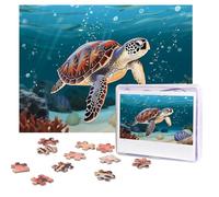 Rompecabezas de 500 piezas para adultos, rompecabezas de madera personalizado de tortuga marina nadando a partir de fotos, rompecabezas de imagen para bodas, regalos de cumpleaños de Navidad