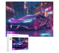 Rompecabezas de 500 piezas para adultos, rompecabezas futurista de ciudad de neón para adultos, juguete para decoración de pared, arte de pared desafiante para completar 500 piezas