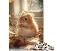 Rompecabezas de 500 Piezas para Adultos: un hámster con una semilla. Rompecabezas de Madera para Adultos. Juego Familiar (52 x 38 cm).