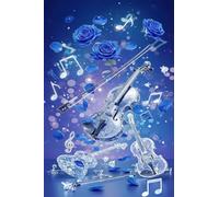 Rompecabezas de 500 Piezas para Adultos - Violín Rosas Azules | Arte Exquisito y Decoración de Pared 52x38cm | Pasatiempo Desafiante y Nivel Imposible para Regalo