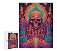 Rompecabezas de 500 piezas para adultos y adolescentes con diseño de calavera vibrante para adultos, juguetes antiestrés, análisis y lógica, interacción entre padres e hijos, 500 piezas