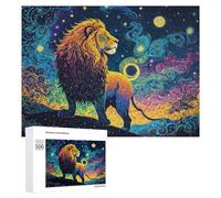 Rompecabezas de 500 piezas para adultos y adolescentes, rompecabezas mágicos con impresión artística de león para adultos, juego práctico, corte de precisión, interacción entre padres e hijos, 500