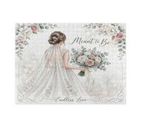 Rompecabezas de 500 piezas para temporada de bodas de felicidad, rompecabezas de madera con texto en inglés "Happiness Wedding Season" para adultos, decoración de patrón de amor infinito para