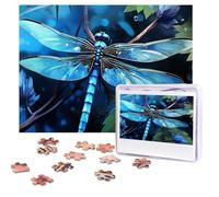 Rompecabezas de 500 piezas personalizables, arte de libélula azul, imagen desafiante con bolsa de almacenamiento, rompecabezas de fotos para adultos y bodas (52 x 38 cm)