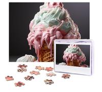Rompecabezas de 500 piezas personalizables, rompecabezas de helado, imagen desafiante con bolsa de almacenamiento, rompecabezas de fotos para adultos y bodas (52 x 38 cm)