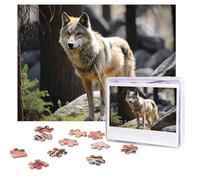 Rompecabezas de 500 piezas personalizables, rompecabezas de lobo de vida silvestre, imagen desafiante con bolsa de almacenamiento, rompecabezas de fotos para adultos y bodas (75 x 50 cm)