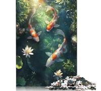 Rompecabezas de 500 piezas que representan una cuenca de peces Koi, de madera, para adultos y amantes de los rompecabezas (52 x 38 cm).