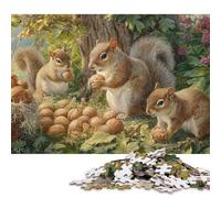 Rompecabezas de 500 Piezas Squirrrelly Gathering Nature's Feast, Rompecabezas de Madera, Familiares y Amigos, 500 Piezas (52 x 38 cm)
