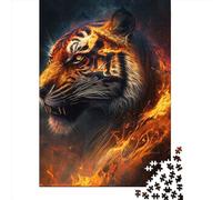 Rompecabezas de 500 Piezas Tiger Fire 4 Square para Adultos y Rompecabezas de Madera para niños, 500 Piezas (52x38cm)
