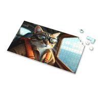 Rompecabezas de 500 piezas Un gato con gafas de aviador se sienta en una cabina de avión, rompecabezas de imágenes Spot It para niños, juegos para niños de 8 a 12 (300 piezas)