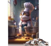 Rompecabezas de 520 Piezas con diseño de Gato, Chef y Cocinero, para Adultos, de Madera, Juguete Educativo (52 x 38 cm).