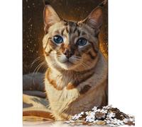 Rompecabezas de 520 Piezas para Adultos, Retrato de Gato de Bengala, de cartón, Juego desafiante (52 x 38 cm)