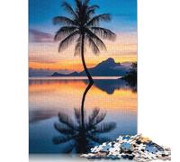 Rompecabezas de 520 Piezas Reflejo del Atardecer en una Palmera para Adultos. Rompecabezas desafiantes y desafiantes para niños y Adultos (52 x 38 cm).