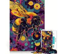 Rompecabezas de Abeja psicodélica para Adolescentes, 1000 Piezas, estimula la Memoria, relajación, Bordes precisos, Regalo increíble 38x52cm