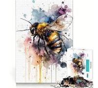 Rompecabezas de Abejas en Acuarela 1000 Piezas Juego Divertido sin Rebabas Piezas de Corte Limpio portátil Ideal para Viajes (50x75cm)