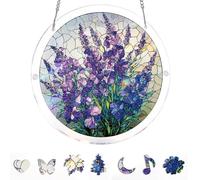 Rompecabezas de acrílico atrapasueños, gracia de jardín violeta, vidrieras para colgar, decoración del hogar, regalos creativos para mamá, regalos de cumpleaños para mujeres, esposa, hermanas, tía
