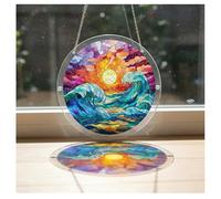 Rompecabezas de acrílico para colgar en la ventana, 7.1 pulgadas, atrapasueños para adultos, arte acrílico impreso UV de doble cara, decoración única de jardín y regalo de cumpleaños para mujeres y