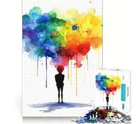 Rompecabezas de Acuarela con Figura de Persona y arcoíris 1000 Piezas para Adultos un desafío Mental con Cortes precisos y alineación Actividad Divertida para Toda la Familia (38x26cm)