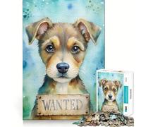 Rompecabezas de Acuarela con Retrato de Cachorro Se Busca 1000 Piezas para Adultos Juego de lógica Corte de precisión Bordes Lisos reuniones Familiares (38x52cm)