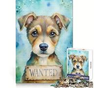 Rompecabezas de Acuarela con Retrato de Cachorro Se Busca para Adultos, 1000 Piezas, Desarrollo de la lógica, Actividad Relajante, ensamblaje preciso, Regalo navideño (38x52cm)