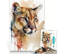 Rompecabezas de Acuarela con Retrato de Puma para Adultos 1000 Piezas para desarrollar la Memoria Divertido de Alta precisión fácil de Aprender para Disfrutar en Familia (38x26cm)