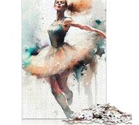 Rompecabezas de Acuarela de Bailarina de Ballet, Rompecabezas Rectangular de Papel para Adultos y Adolescentes, 1000 Piezas (75 x 50 cm)