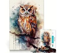 Rompecabezas de Acuarela de búho posado para Adolescentes, 1000 Piezas, Juguete de razonamiento y Habilidad, Juego Relajante, Corte Exacto, Regalo de Santa Claus (50x75cm)