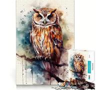 Rompecabezas de Acuarela de búho posado para Adolescentes, 1000 Piezas, Juguete Intelectual, Escape Tranquilo, Corte de Calidad, Regalo de Temporada (38x26cm)