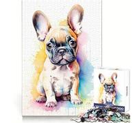 Rompecabezas de Acuarela de Bulldog francés para Adolescentes, 1000 Piezas, lógica, Pensamiento, Tranquilidad, Escape, Cierre sin Costuras, Regalo navideño (38x26cm)