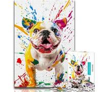 Rompecabezas de Acuarela de Bulldog inglés para Adolescentes, 1000 Piezas, Ideal para Adultos, Juego desafiante y Familiar, Regalo de Amigo Secreto, 75x50cm