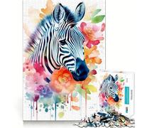 Rompecabezas de Acuarela de Cebra,1000 Piezas,Juego de Habilidad Mental,Piezas de Ajuste, Actividad Nocturna Divertida para Toda la Familia (38x52cm)