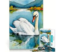 Rompecabezas de Acuarela de Cisne en un Lago para Adultos 1000 Piezas Desarrolla la Memoria Divertido de Alta precisión fácil de Aprender para Disfrutar en Familia (38x26cm)